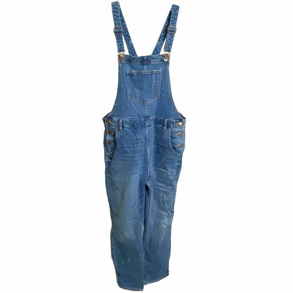 Old Navy Women Overalls Distressed Boyfriend Jean Denim Cotton Bibs Carpenter 14 - Picture 1 of 8
